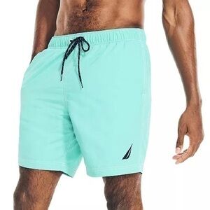 Nautica Men's Quick Dry Nylon 8" Swim Trunks in Aqualagoon Size S